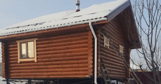 Баня из оцилиндрованного бревна под ключ в бору - от 132275 рублей