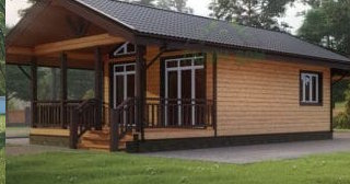 Проект одноэтажного дома из бруса с террасой - Строительство в бору от Строй-Бор от 132275 руб.